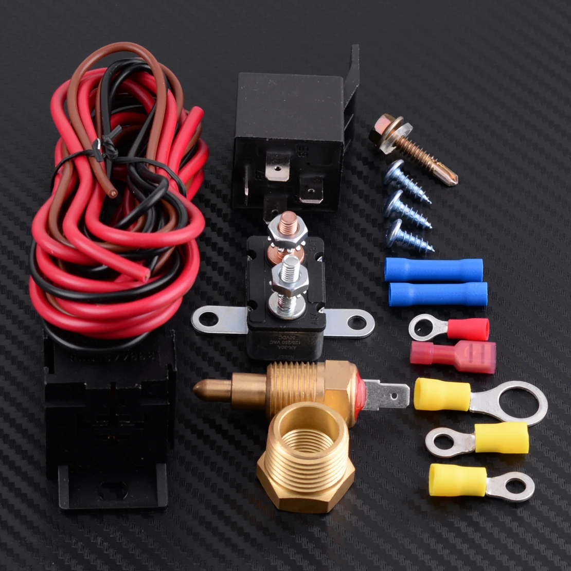 

DWCX New 4 Pin 175 185 Degree Engine Cooling Fan Thermostat Temperature Switch Sensor Relay Harness Kit