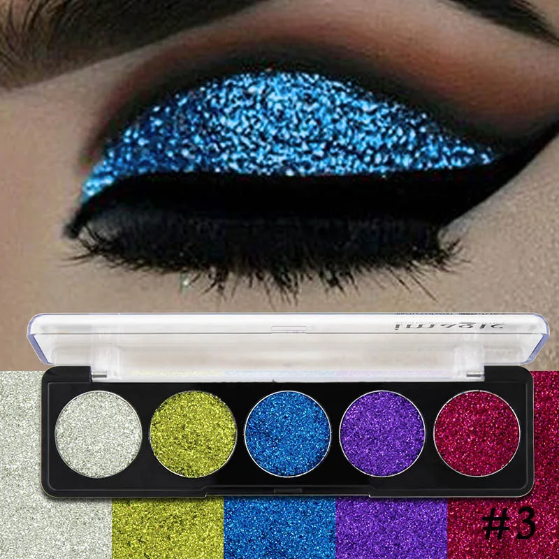 

IMAGIC Injections Pressed Glitters 5 color Eyeshadow Diamond Rainbow Make Up Cosmetic Pressed Glitters Eye shadow Magnet Palette