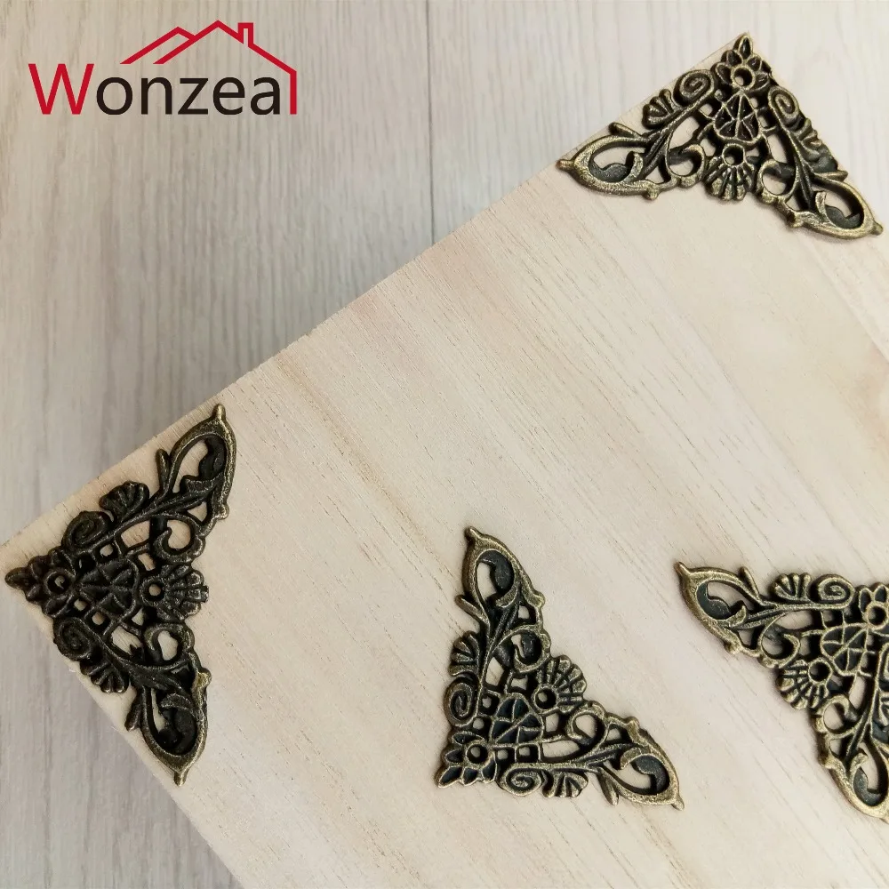 

4pcs Jewelry Box Protector Decoration Corner Bracket Antique Frame Book Menus Butterfly Protector