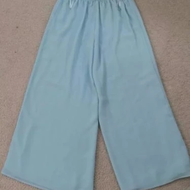 Drapers & Damons flowy pants womens size PM petite medium aqua blue polyester (1)