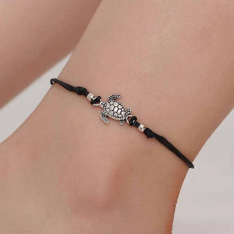 

Summer Beach Turtle Shaped Charm Rope String Anklets For Women Ankle Bracelet Woman Sandals On the Leg Chain Foot Jewelry
