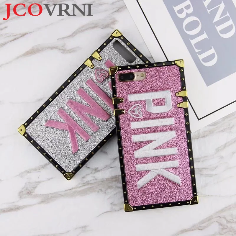 

JCOVRNI Fashion PINK pattern for iPhone 7 7plus glitter TPU material soft shell for iPhone 8 8plus Ms. phone cover shell case