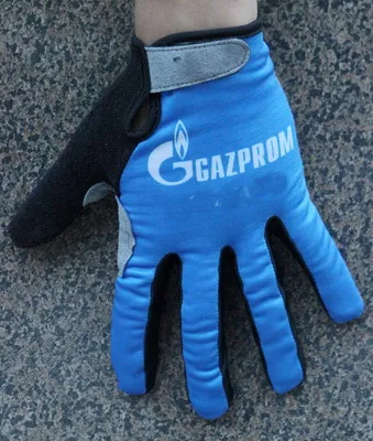 Зимние флисовые теплые GAZPROM Pro Team одна пара полный палец Велоспорт Джерси перчатки MTB дорожный горный гель перчатки - Цвет: Синий