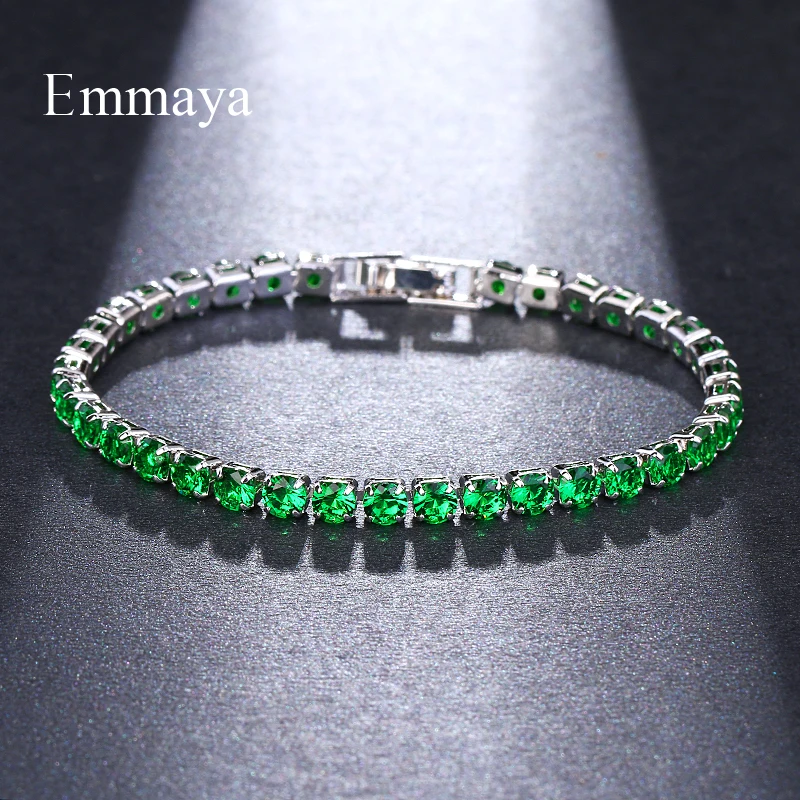 Emmaya العلامة التجارية 7 ألوان Fashioh الفاخرة كريستال سوار للتنس الزركون الخرز سوار الإسورة سلاسل حبلا أساور للنساء