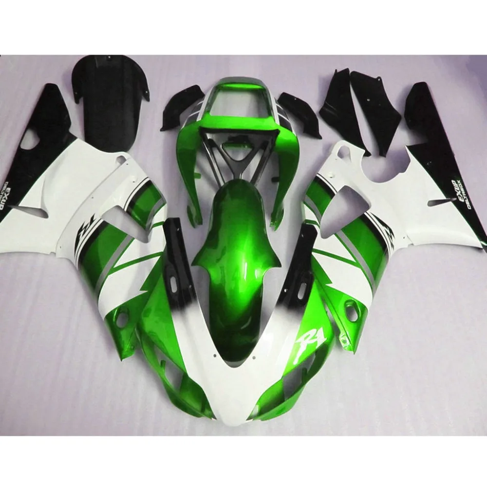 MOTOMARTS Motorcycle injection mold ABS fairings set for 1998 1999 YAMAHA 98 99 YZF R1 white green Road fairing | Автомобили и