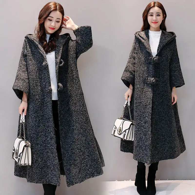 Тренч Осень Зима Новая верхняя одежда большой размер Женская однотонная свободная Длинная ветровка с капюшоном пальто для женщин v494 - Цвет: deep gray