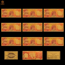 Lot de 10 pièces en papier plaqué or 24k, 25000 dinars, billets de collection