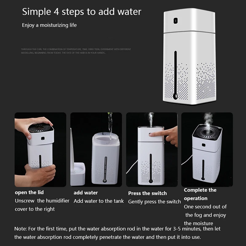 Günstige 1000Ml Luftbefeuchter Ultraschall Usb Diffusor Aroma Ätherisches Öl Led Nacht Licht Nebel Purifier Luftbefeuchter Weiß