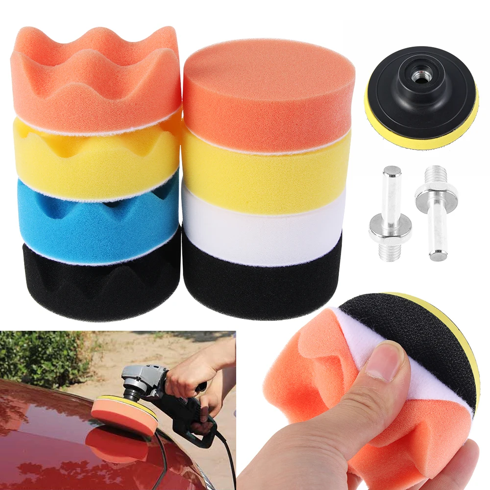 

11Pcs/Set 3 Inch Car Polishing Pads Sponge Buffing Polishing Pad Kit for Car Polisher with Drill Adapter Buffing Car Accessories