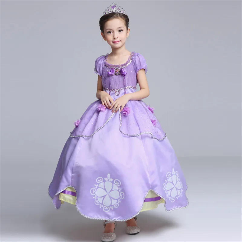 

Summer Princess Party Dresses Girls Sofia Cosplay Costume 5 Floral Children Kids Halloween Birthday Party Fantasy Tutu Dresses