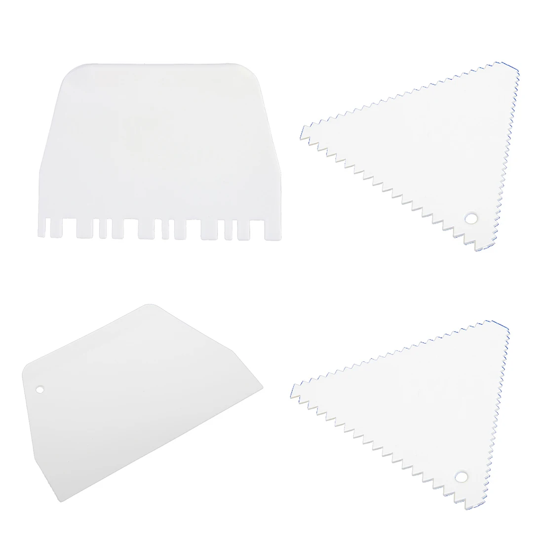 Wholesale Cake Edge Side White Plastic 4 in 1 Scraper Cutter Comb Set
