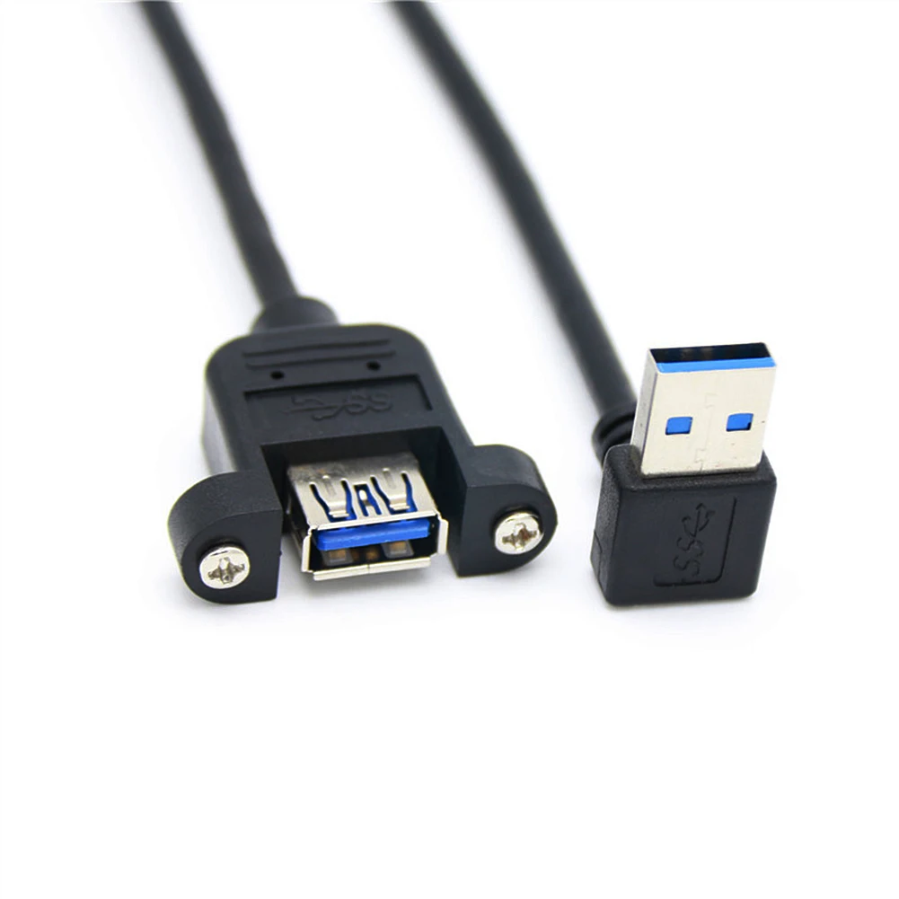 

New Arrive 90 Degree Down Angle USB 3.0 A Female Panel Mount to USB Male Plug Extension Cable