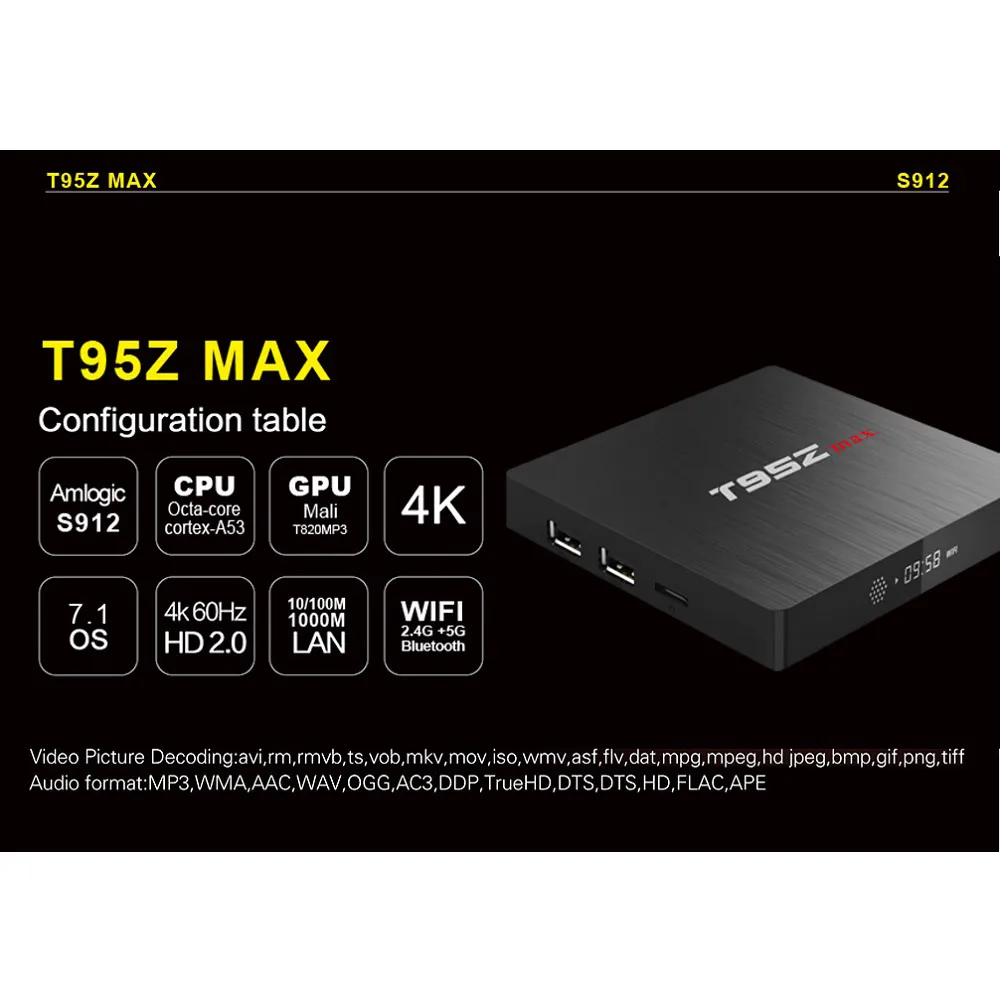 Оригинальный T95Z Max Smart Android 7 1 Декодер каналов кабельного телевидения 2 ГБ/3 Гб