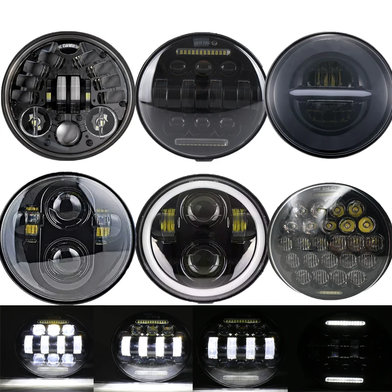 

5.75 inch Motorcycle LED headlight Hi Low beam light bulb 6000K front headlight Housing Bucket moto headlamp for harley Yamaha