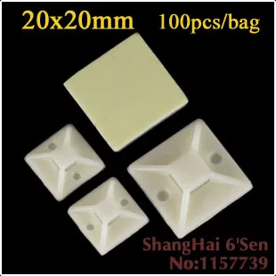 

100pcs 20 x 20 mm 0.78" x 0.78" Square Self-Adhesive Cable Tie Mount Base