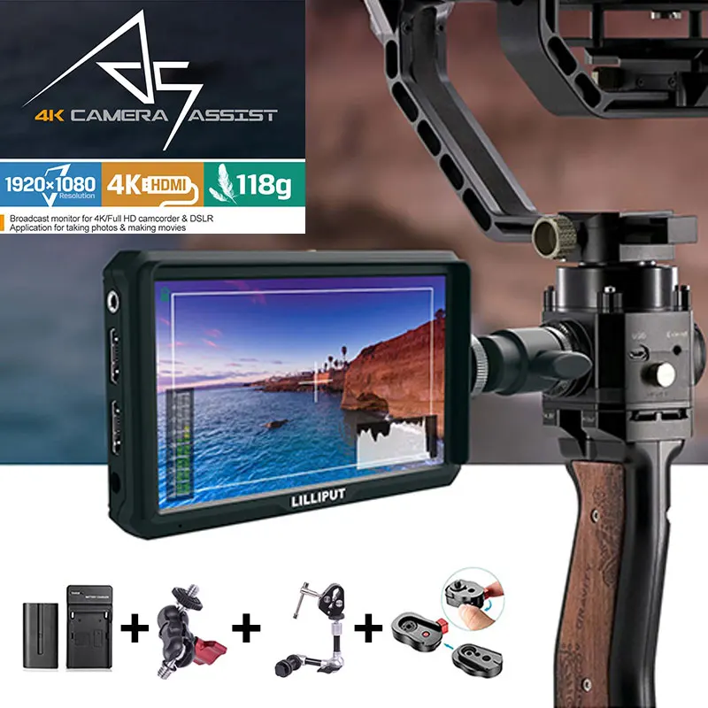 Kopen Lilliput A5 1920x1080 4 k HDMI in out Uitzending 5 inch Camera Video Field Monitor voor canon Nikon Sony Zhiyun Gimbal glad 4