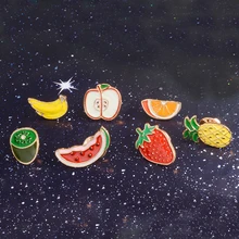 7 pièces/ensemble vacances d'été pastèque Kiwi fraise Orange banane pomme Pin pomme Fruit broche Badge Vintage fruits bijoux