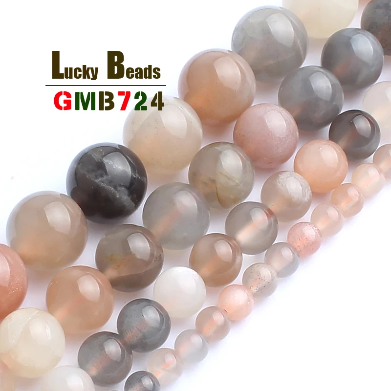 

Mixed Stone Beads Round Natural Moonstone Sun Stone Tourmaline Loose Stone Beads For Jewelry Making Diy Bracelet Necklace 15''