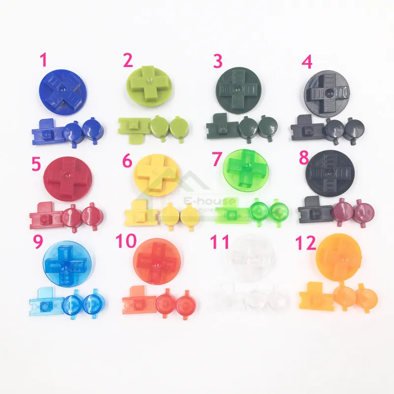

12 Colors Optional Black Clear Customs DIY Buttons Set Replacement for Gameboy Classic for GB DMG A B buttons D-pad Button