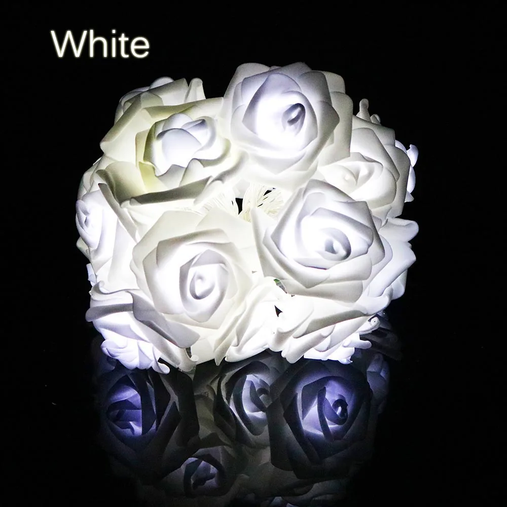 10 светодиодный s светильник-гирлянда с розами, светодиодный светильник с европейской вилкой для украшения праздника, светильник-Гирлянда для романтического Дня Святого Валентина, рождественской вечеринки, IQ - Испускаемый цвет: Белый