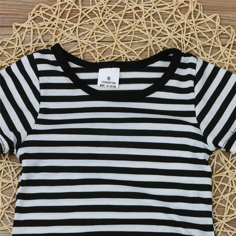2019 new cute Toddler Baby Kid Girl Casual Short Sleeve Party Striped Princess Dresses Clothes fashion design (4)