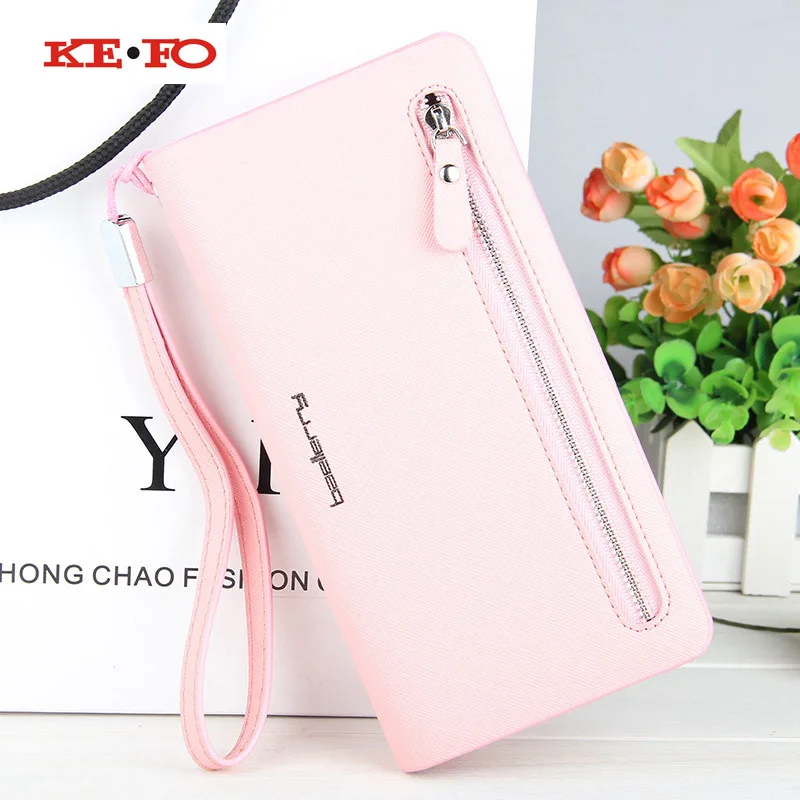 

KEFO Long Zipper Purse Women Wallet Purse Phone Pocket Wallet Case For Huawei Y9 2018 Y3 Y5 Y6 II Y7 2017 2018 Universal Cover
