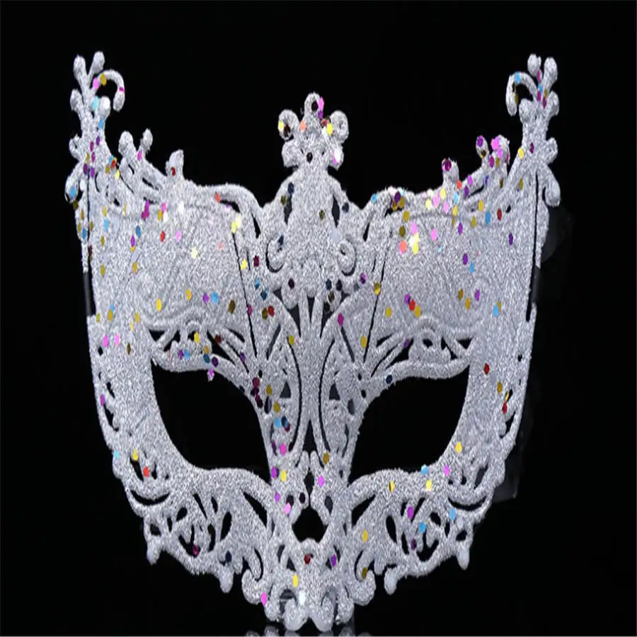 Men Women Sex Ladies Masquerade Ball Mask Venetian Halloween Party Eye Mask New Black Carnival Fancy Dress Costume Party Decor - Цвет: Серебристый