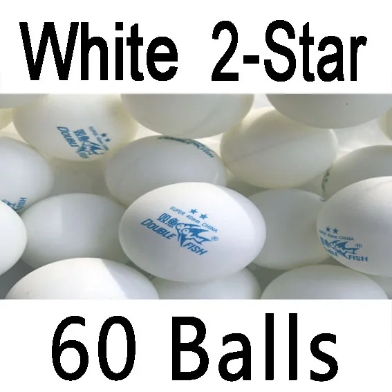 60x Double Fish 1star 2star 3star 40mm training Table Tennis Balls - Цвет: 2 star white