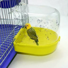 Water-Bath-Box Bird Bathtub Parrot Cage Parakeet with Hanging-Hooks Transparent Shower-Standing