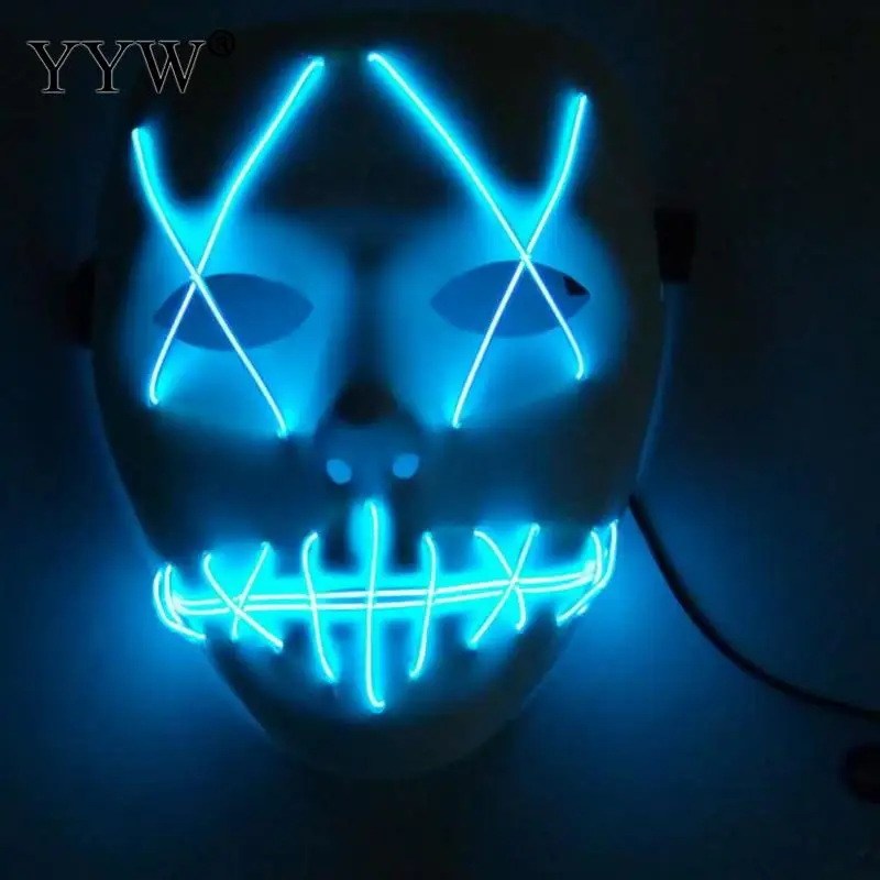 Mascara Led Light Neon Mask Luminous Funny Masks Steady On Inverter For Halloween Party Supplies Masque Marshmallow | Дом и сад