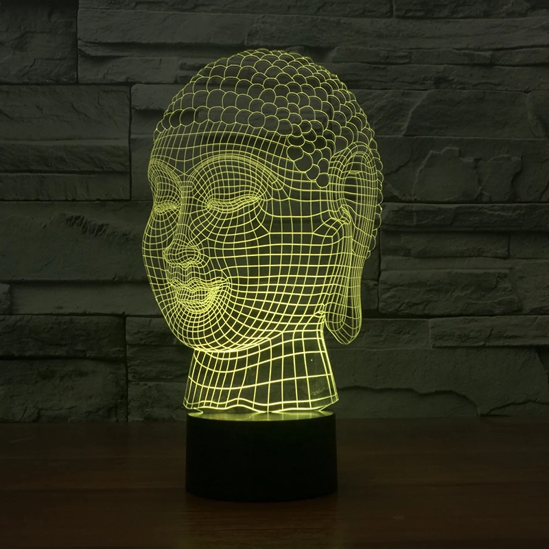 7 меняющихся цветов 3d иллюзия ночник с Буддой|night light|3d illusion night light3d |