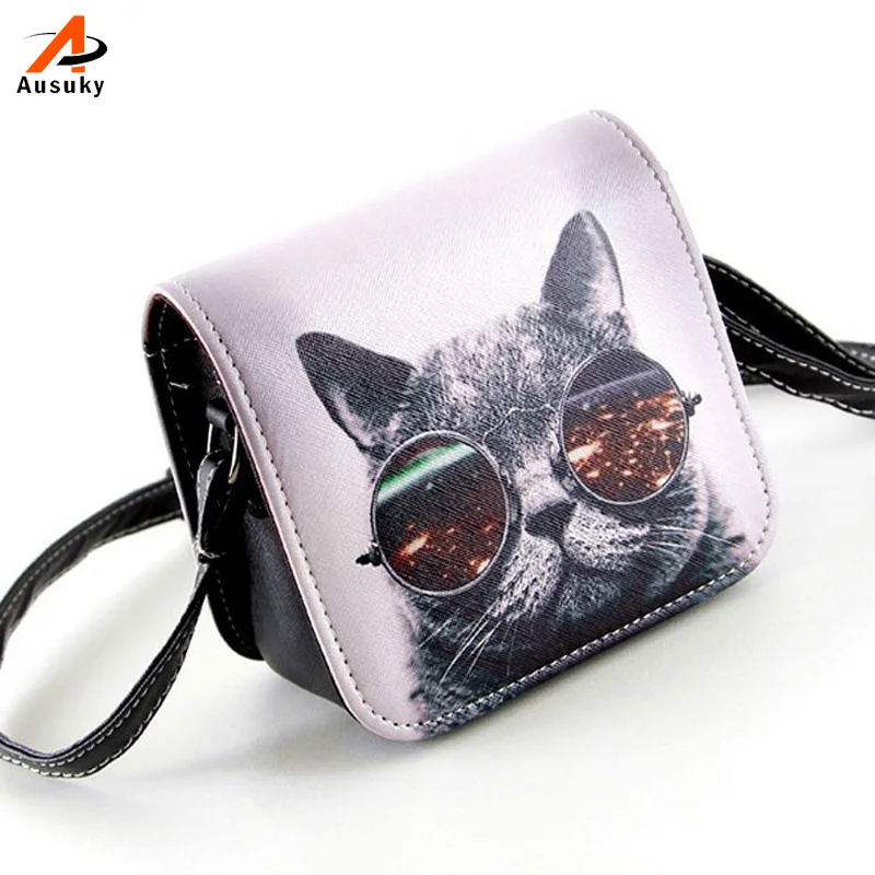 2pcs Cats Design hand bags PU Vegan leather bag female leather luxury soft crossbody bags for women
