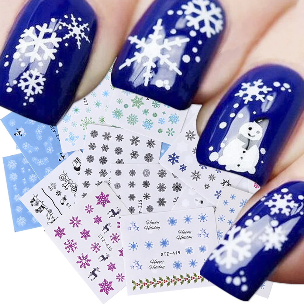 Полная Красота 30 шт. чистый белый Снежинка наклейки для ногтей рождественские наклейки для ногтей украшения для ногтей водные зимние Инструменты Наборы CH862