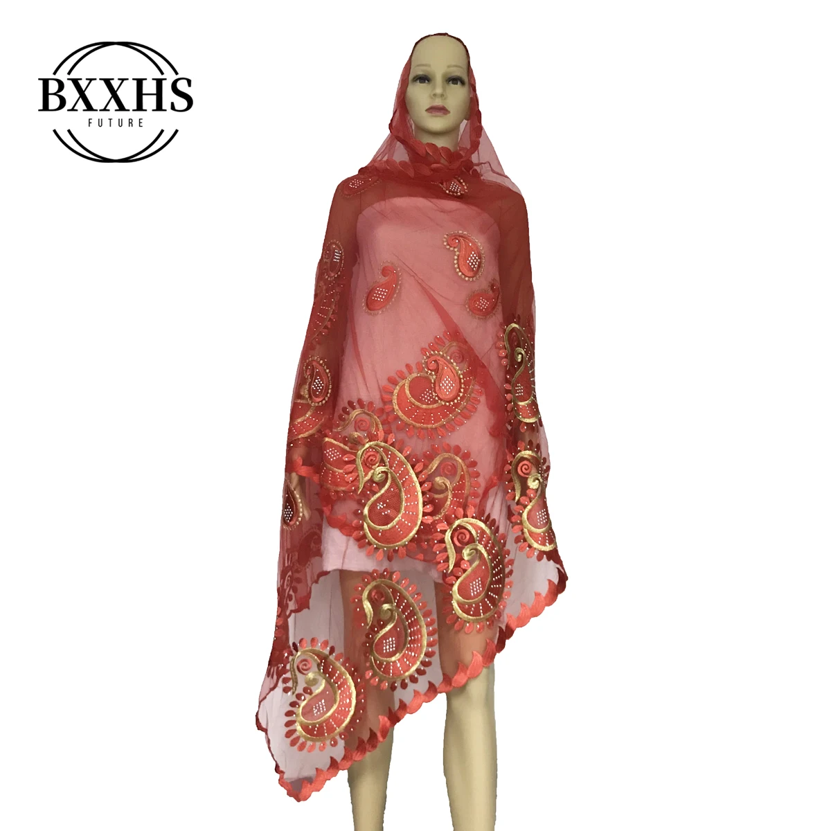 Африканская Женская шаль хорошего качества тяжелый большой шарф с вышивкой красивый высококачественный шарф CL044