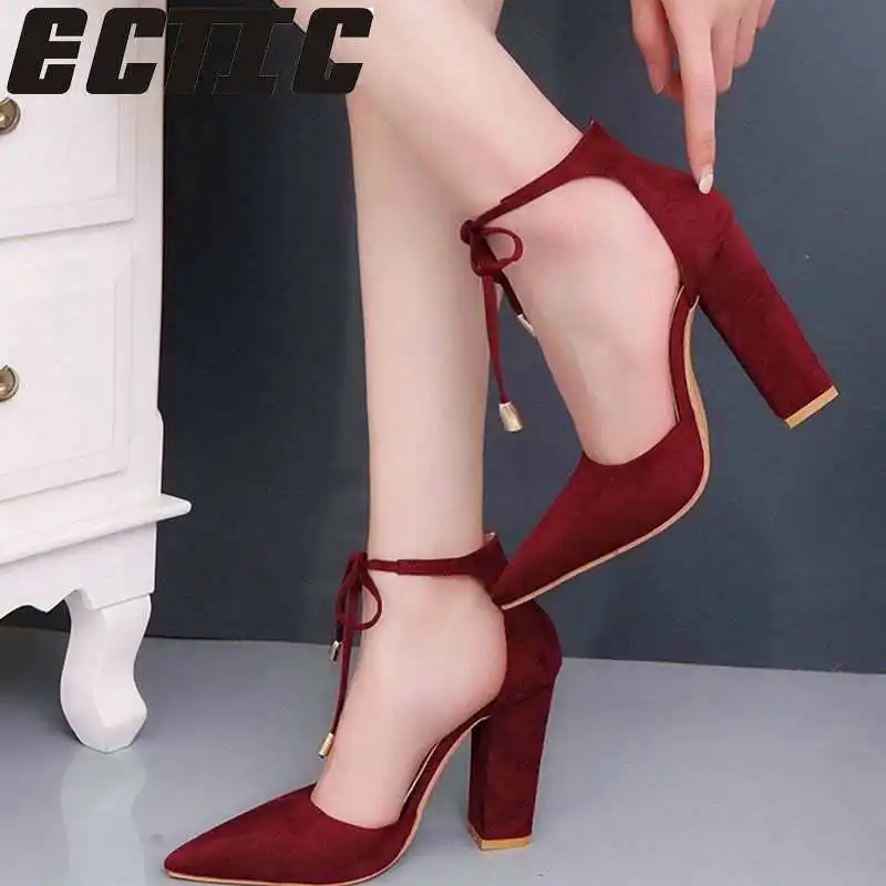 

QWEDF summernew women shoes basic style retro fashion high heels pointed toe office & career shallow footwear women pumps YA-35