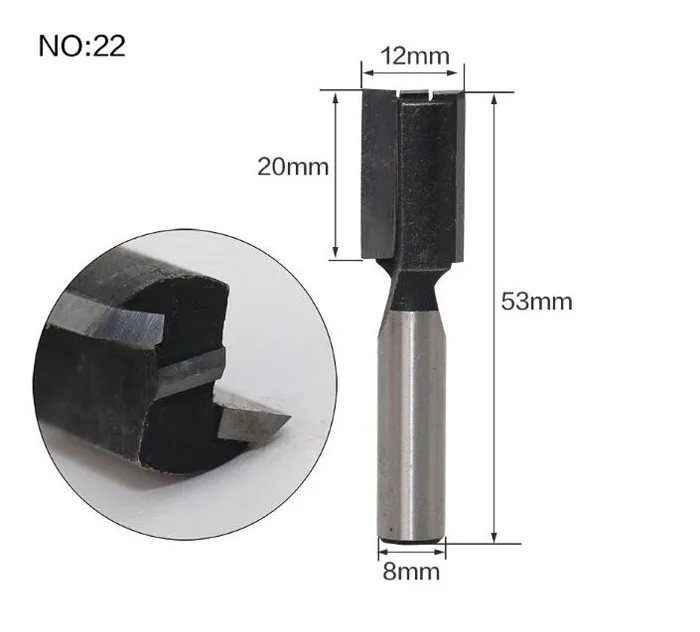 Высокое качество 1 шт. 8 мм хвостовик круглый над деревом фрезы деревообрабатывающий инструмент Концевая мельница с подшипником Фрезерный резак угловой круглый над бит - Длина режущей кромки: NO 22