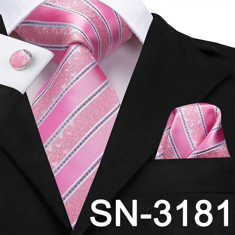 SN-3181 Hi-Tie Шелковый мужской галстук розовый цветочный галстук для мужчин Роскошный шелковый галстук платок модный дизайнерский бизнес Свадебный мужской галстук s - Цвет: SN-3181