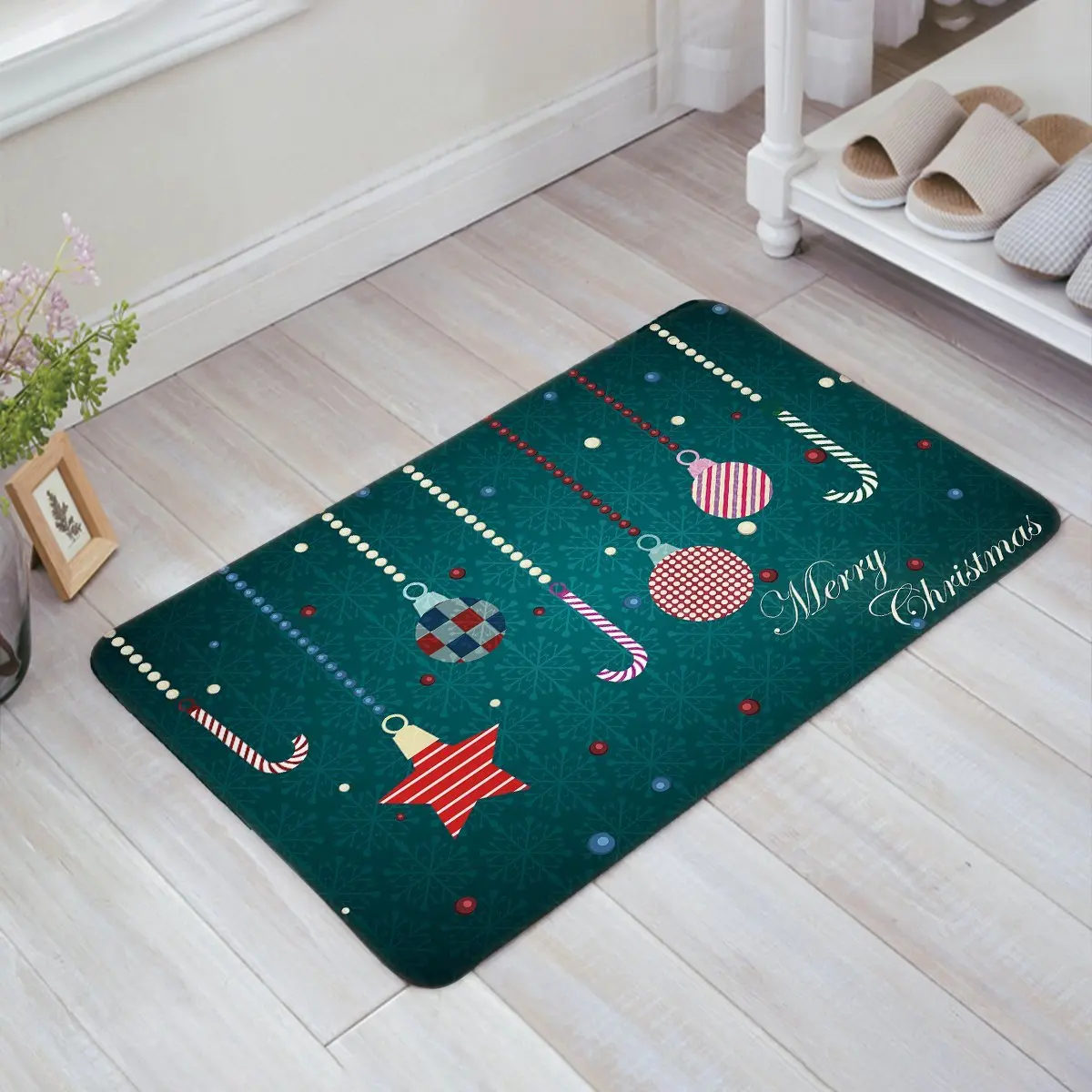 Classical Christmas Ornaments Merry Christmas Doormat Entrance Mat