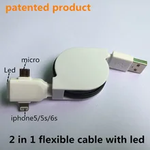 2 in 1 flexible led usb cable Charging and data sync Applicable to meizu m1 beats . by dre headphone el riphone 5c k-line usb