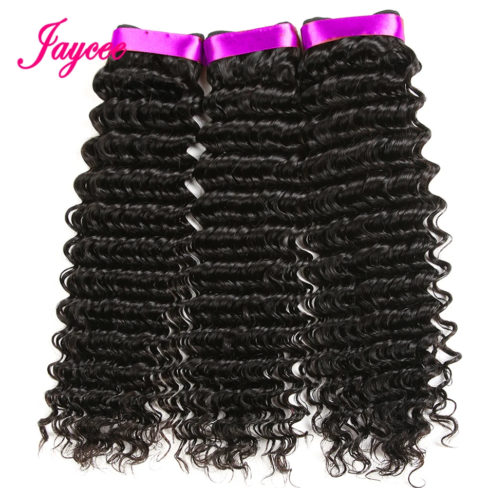 Jaycee Brazilian Deep Wave 3/4 Bundles With Closure Remy Human Hair Weave Bundles With Closure extenciones de pelo natural