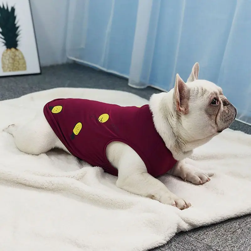 Размер S-3XL Pet Dog летний клевый костюм Одежда для щенка эластичный костюм с милым рисунком ананаса футболка для собаки одежда