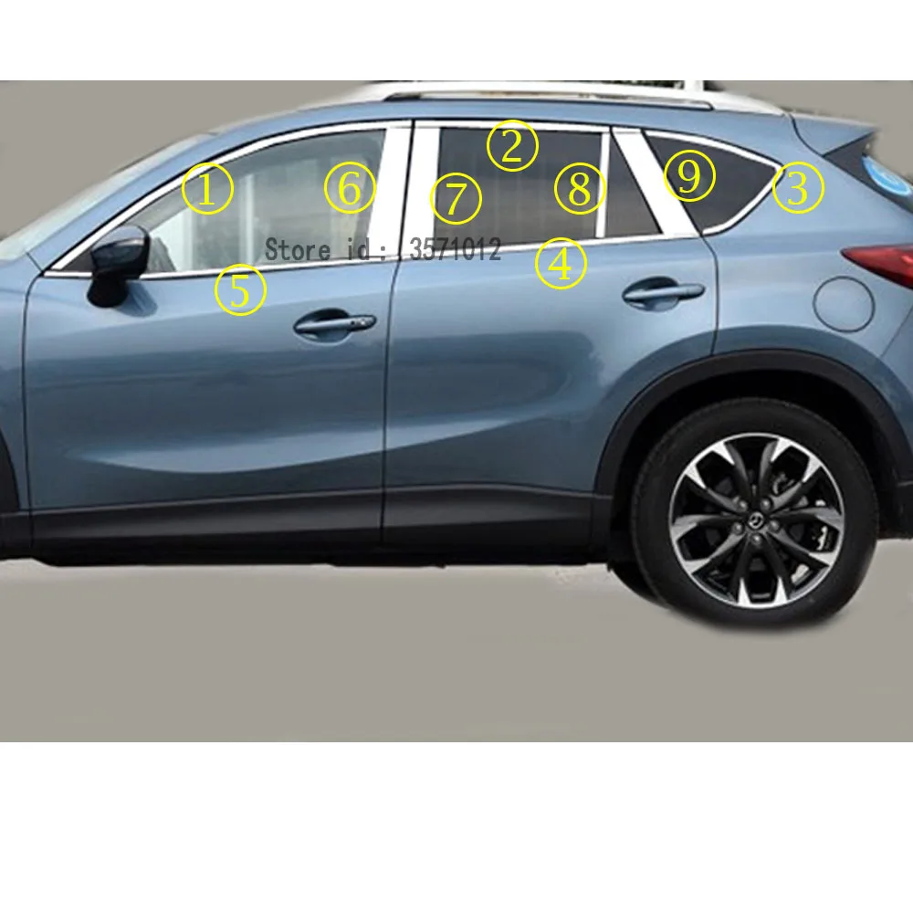 Для Mazda CX-5 CX5 2013 автомобилей Стайлинг нержавеющая сталь, стекло гарнир столб средней колонке отделкой вытяжки