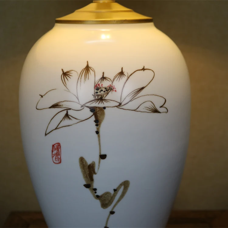 Vintage chinese bedroom living room wedding table lamp Jingdezhen porcelain ceramic table lamp art jar table lamp (5)