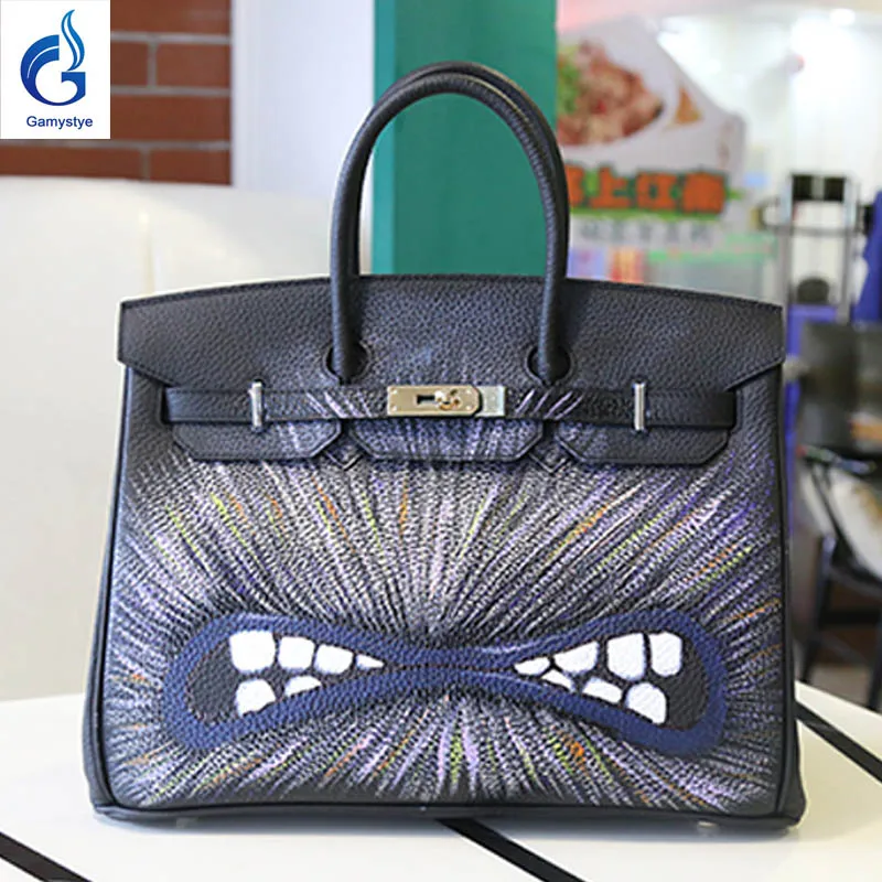 

TOP new design brand Women Platinum bags hand-painted graffiti bag high quality bags woman handbags tote shoulder bag Lion tooth