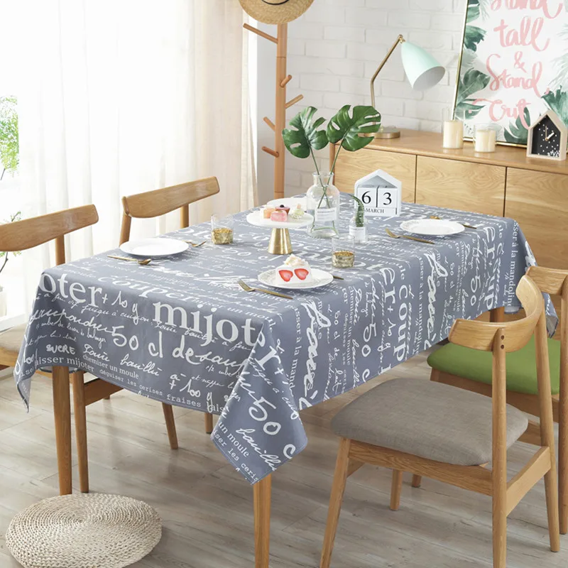 

Vintage Table Cloth Letter Printed Rectangular TableclothThick Cotton For Kitchen Modern Home Decorative Dinning Table Cover