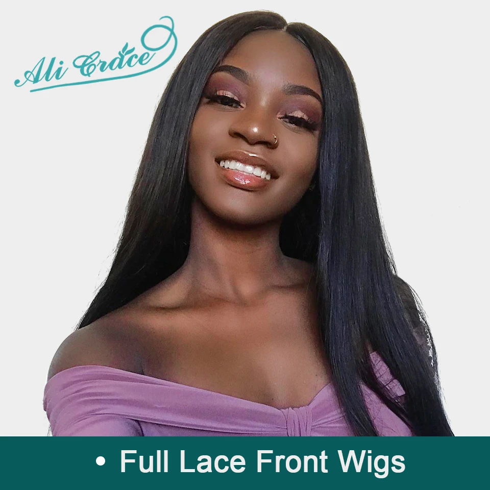 

Pre-Plucked Full Lace Wigs Ali Grace Hair Remy Hair Wigs With Baby Hair 150% Density Brazilian Straight Human Hair Lace Wigs