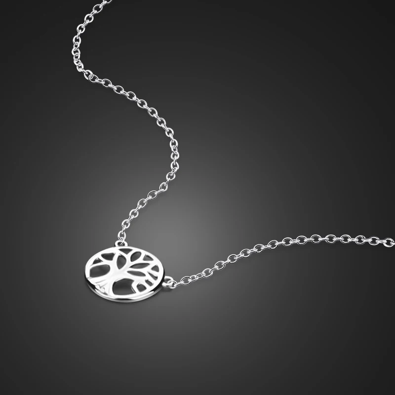 

Fashion Real 100% 925 Sterling Silver Tree of Life Round Pendant Necklace charming Women solid Silver Jewelry Christmas Gift