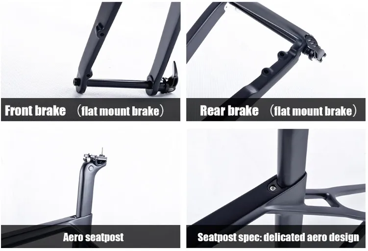 Flash Deal 2018 NEW Chinese Carbon Road Frame T800 UD black Aero full carbon fiber road bike frame QR or thru axle 47/51/53cm 23