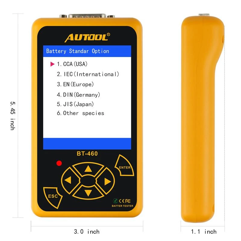 

BT460 Battery Tester Car 12V 24V Digital Analyzer Automotive Cranking Charger CCA Vehicle 4" TFT Auto Portable Battery Measureme