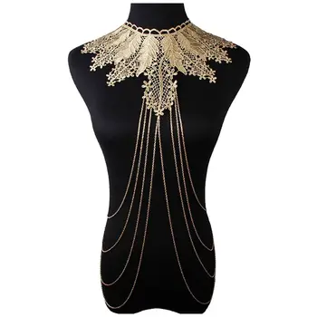 

High Quality Gold Color Body Jewelry Chain Body Necklace For Women Lace Leave Shape Body Bijoux Christmas Gifts